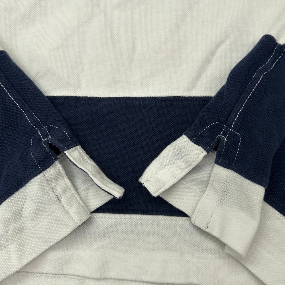 Polo Ralph Lauren Rugby Hoodie Mens Medium Navy White Striped Long Sleeve Cotton - Picture 6 of 9
